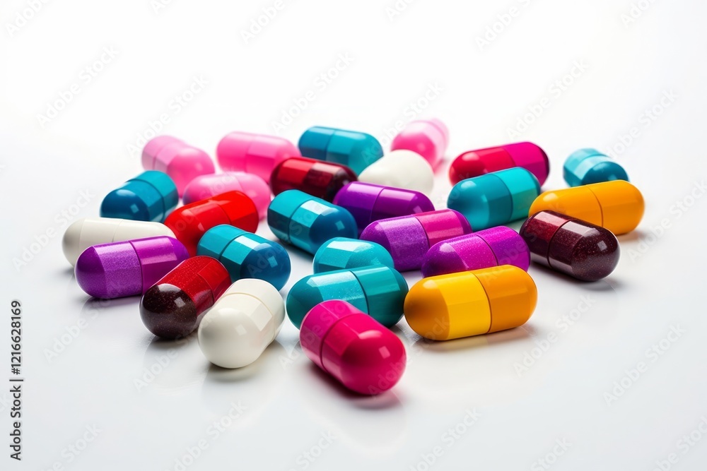 Colorful pills, ellipse shape capsules, isolated on white background. Medicine and health. Colorful pills, ellipse shape capsules, isolated on white background. Medicine and health.