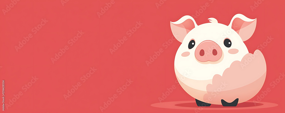 Adorable cartoon piglet on red background. Adorable cartoon piglet on red background.
