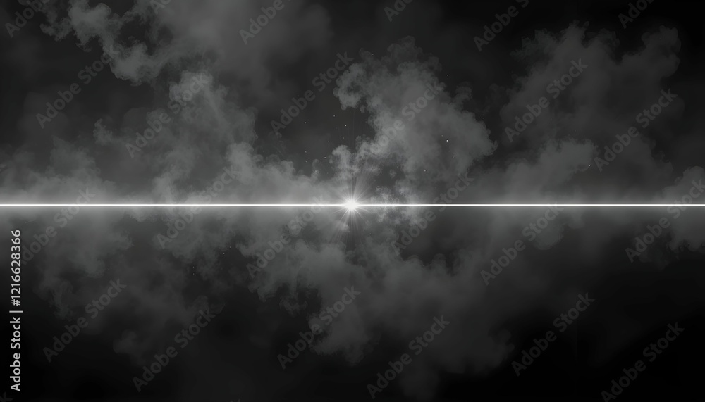 Fototapeta premium An abstract background image featuring a white light beam cutting through a dark, cloudy atmosphere