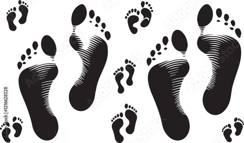 Silhouette footprint footprint footprints footstep vector illustration