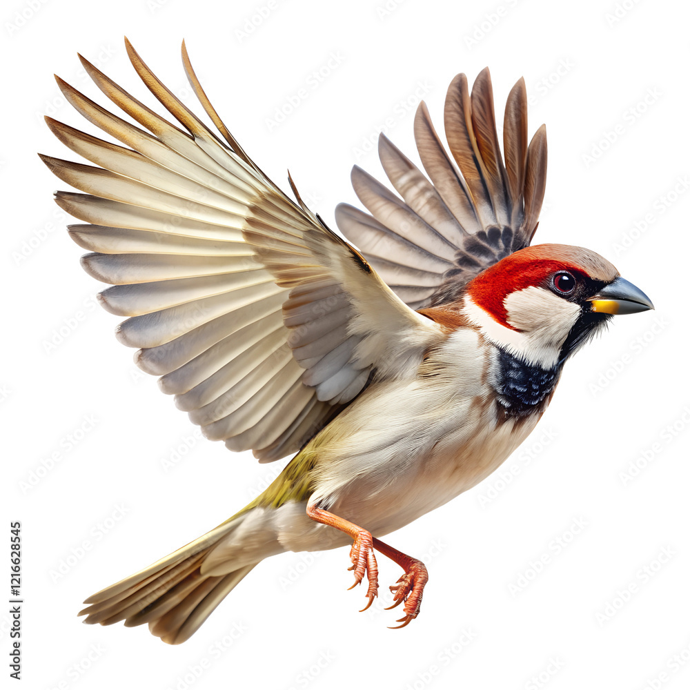 Obraz premium Flying Sparrow isolated on transparent background