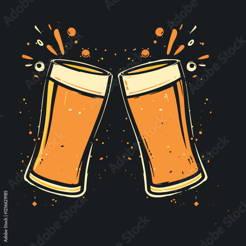 elegant illustration of glass of beer