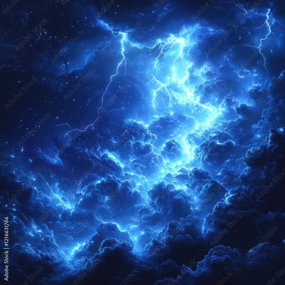 custom made wallpaper toronto digitalElectric Blue Night Sky Illuminated by a Dramatic Lightning Storm