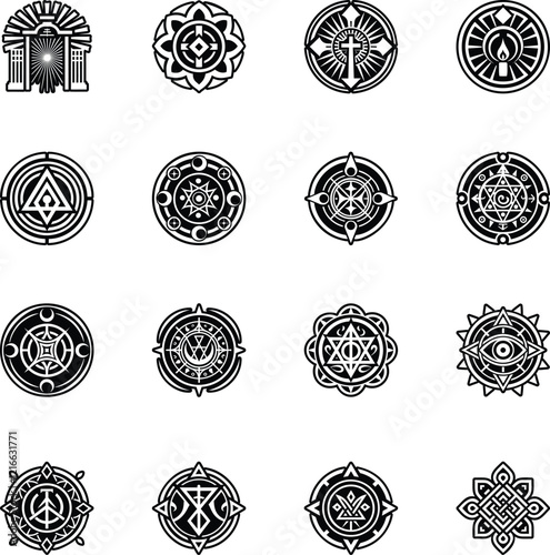 Collection of Mystical Symbols Glyph Icons 

