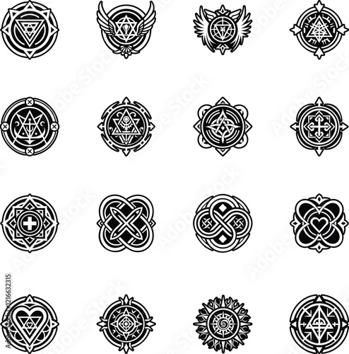 Collection of Angelic Symbols Glyph Icons 

