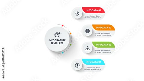 Business data visualization. Process chart. Elements of graph, diagram with 4 steps, options, parts or processes