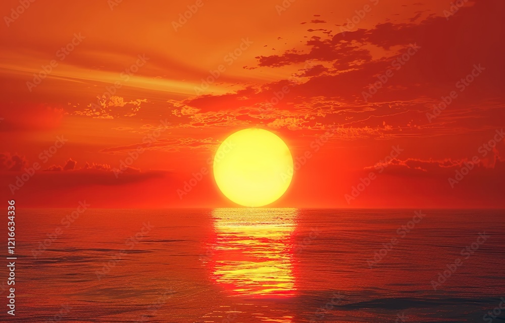 Golden Sun on Red Sky. Miracle of Nature. Golden Sun on Red Sky. Miracle of Nature.