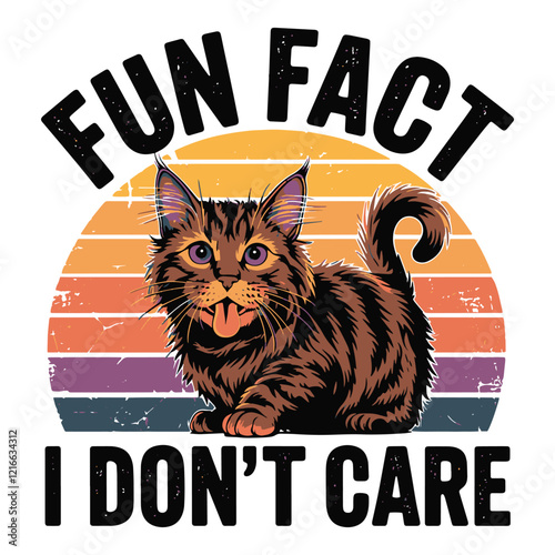 Funny Cat T Shirt Design, Fun Fact I Don't Care T-Shirt Design