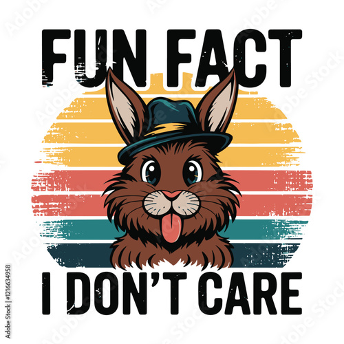 Funny Rabbit T Shirt Design, Fun Fact I Don't Care T-Shirt Design