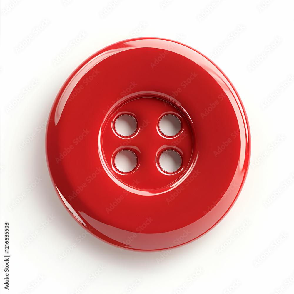 A bright red button with a smooth surface, isolated on a white background, emphasizing its bold color and simplicity A bright red button with a smooth surface, isolated on a white background, emphasizing its bold color and simplicity