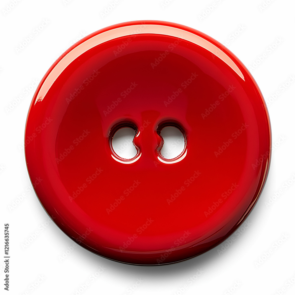 A bright red button with a smooth surface, isolated on a white background, emphasizing its bold color and simplicity A bright red button with a smooth surface, isolated on a white background, emphasizing its bold color and simplicity