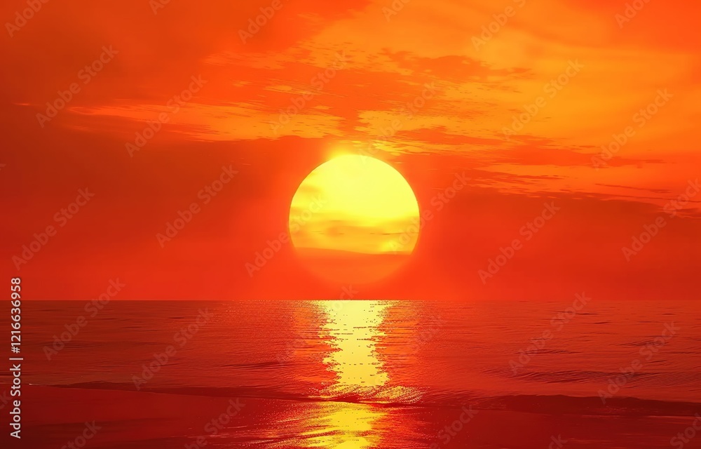 Golden Sun on Red Sky. Miracle of Nature. Golden Sun on Red Sky. Miracle of Nature.