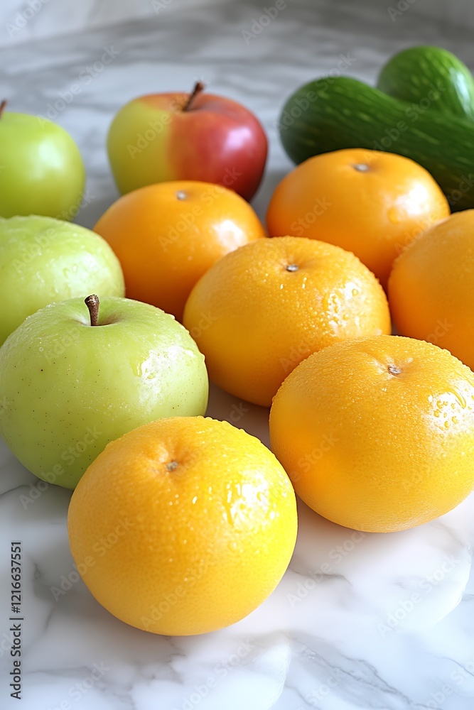 Fresh Citrus and Green Apples: A Vibrant Still Life Fresh Citrus and Green Apples: A Vibrant Still Life