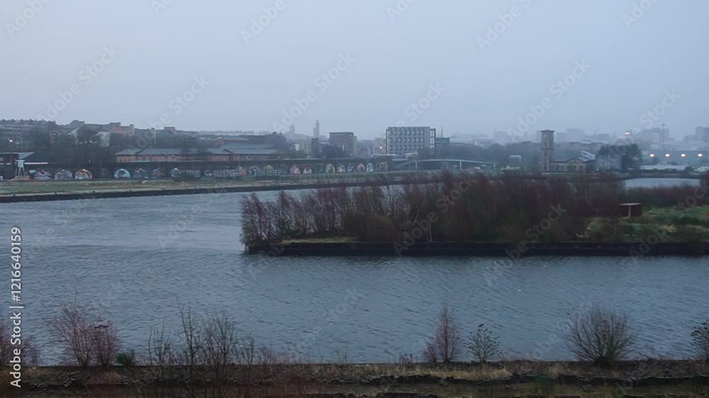 Storm Eowyn Over Glasgow River Scene Storm Eowyn Over Glasgow River Scene
