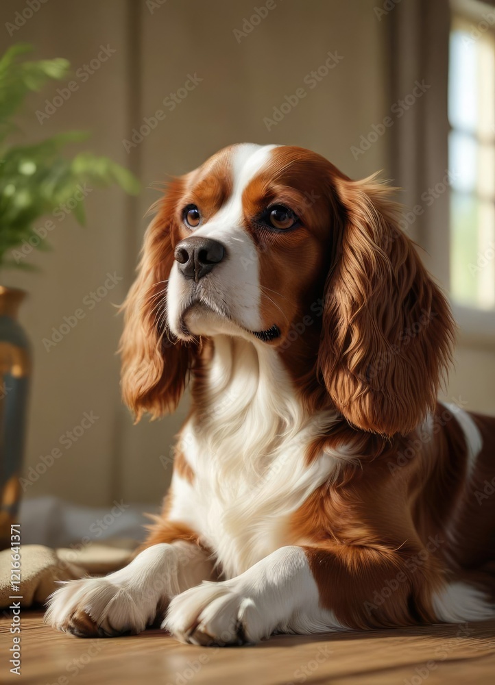 Cavalier spaniel in a calming environment receives a Reiki session, soothing, reiki Cavalier spaniel in a calming environment receives a Reiki session, soothing, reiki