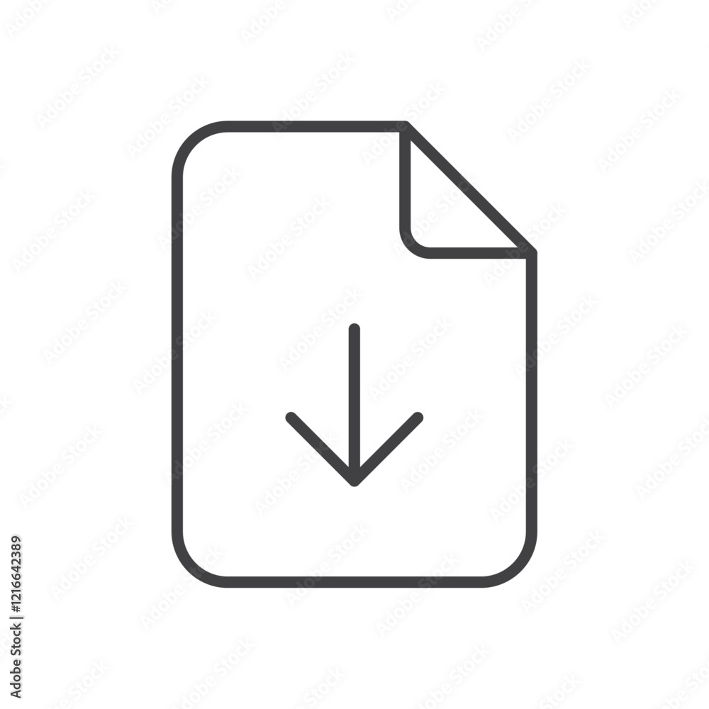 File with a down arrow symbolizing file downloading. File with a down arrow symbolizing file downloading.