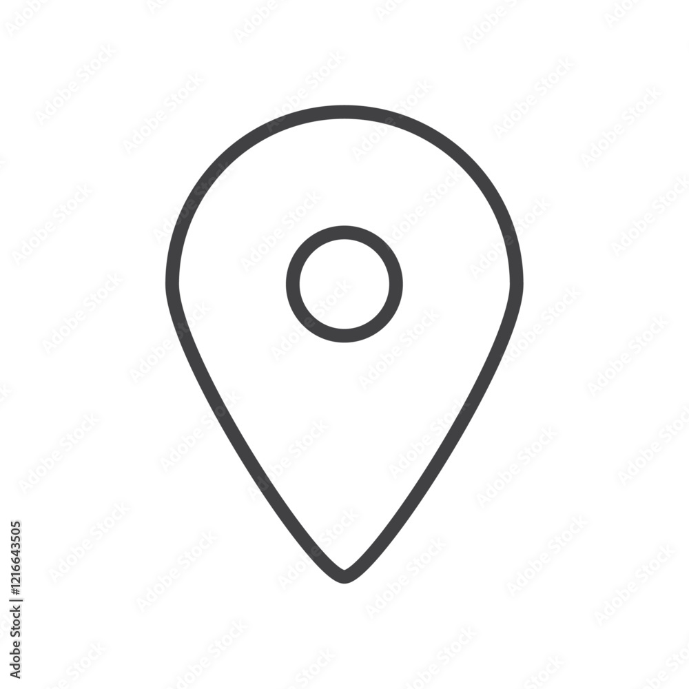 Simple location pin icon symbolizing maps or navigation. Simple location pin icon symbolizing maps or navigation.