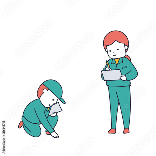 点検・検査・確認をする作業員の男女