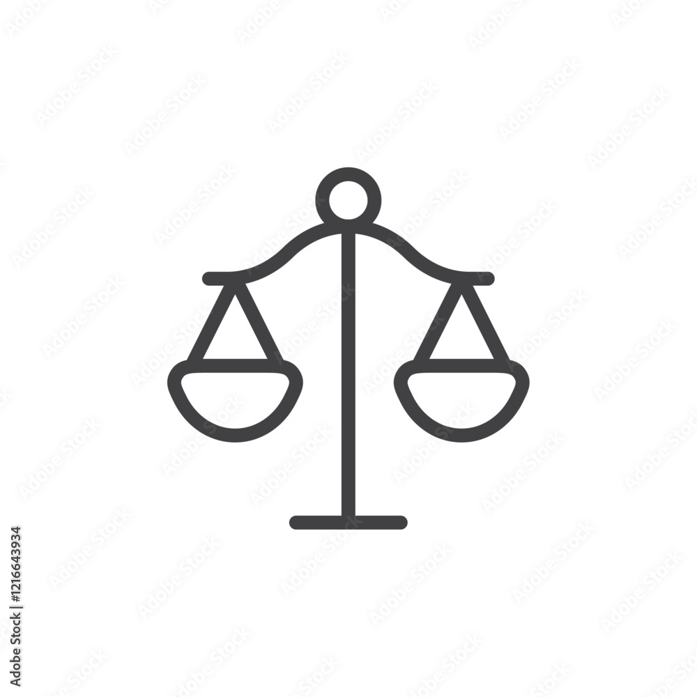 Simple scale icon symbolizing balance or justice. Simple scale icon symbolizing balance or justice.