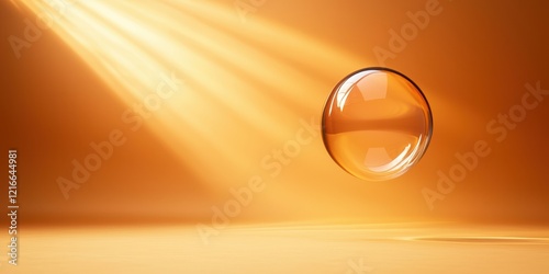 Floating airborne smooth concept. A glowing droplet sits against a warm, golden background illuminated by soft rays of light.
