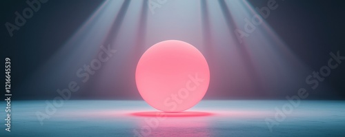 Floating airborne smooth concept. A glowing pink sphere illuminated by soft light against a dark background creates a modern, minimalist atmosphere.