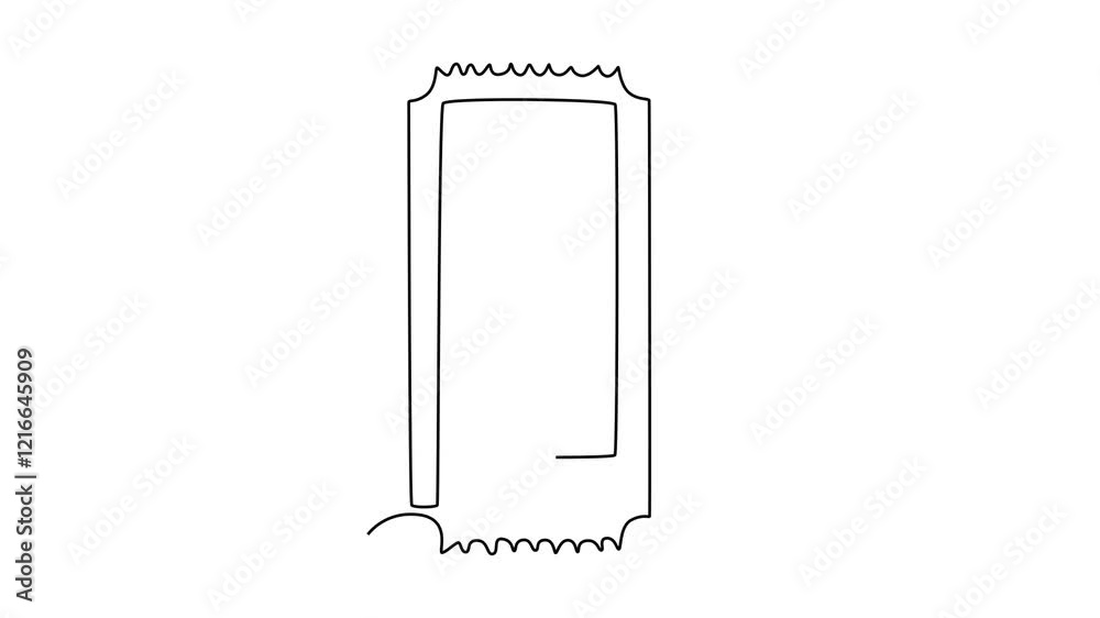 Ticket concept. Single line draw design. Full length animation illustration. High quality 4k footage.