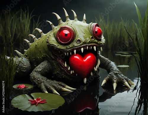 Monster Holding a Heart in a Swamp photo