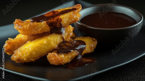 Delicious Fried Plantains with Chocolate Sauce photo