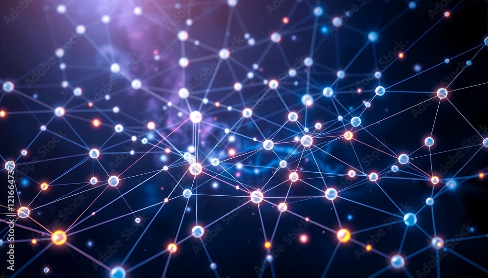 Obraz premium Abstract Network Connection: Digital Nodes and Interconnections