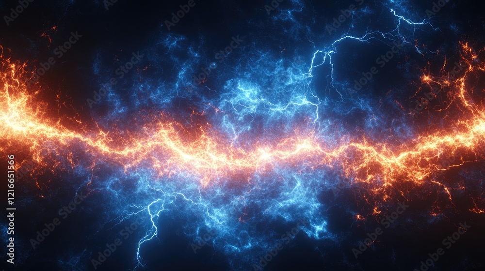 Naklejka premium Fiery Orange and Cool Blue Energy Collision