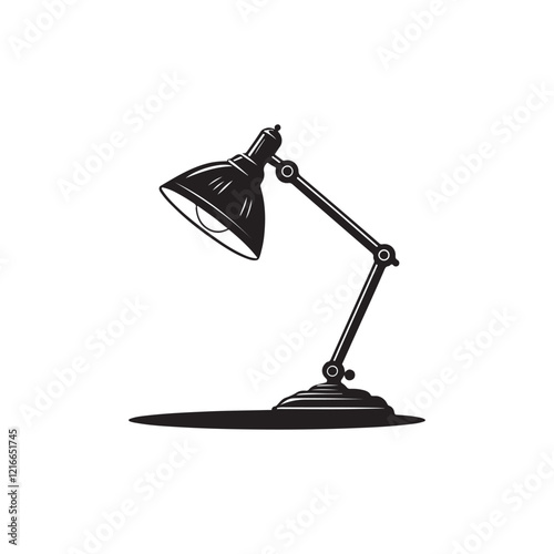 desk lamp silhouette vector line art