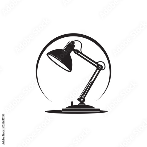 desk lamp silhouette vector line art