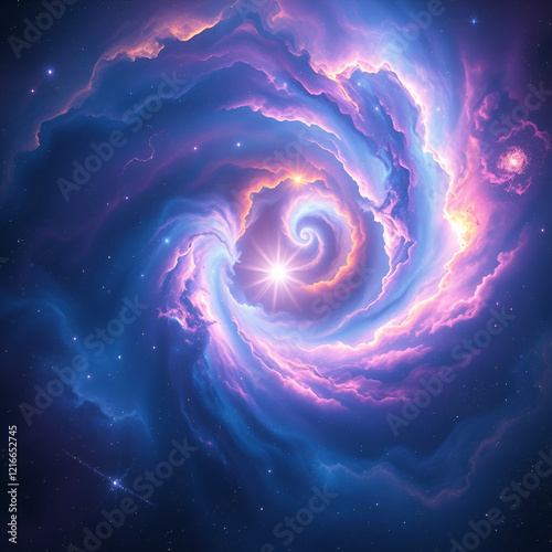 cosmic birth of a star swirling nebula in vibrant blues and purples distant galaxies aweinspiring scale origin of life concept photo