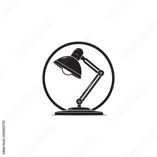 desk lamp silhouette vector line art