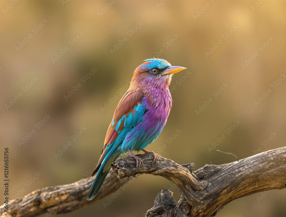 Close up shot of lilac breasted roller perched on branch in savanna, savanna, branch, exotic, nature Close up shot of lilac breasted roller perched on branch in savanna, savanna, branch, exotic, nature