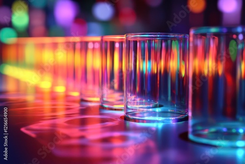 Nanomaterials interacting with light to produce a unique, color-shifting effect, perfect for advanced optical applications photo