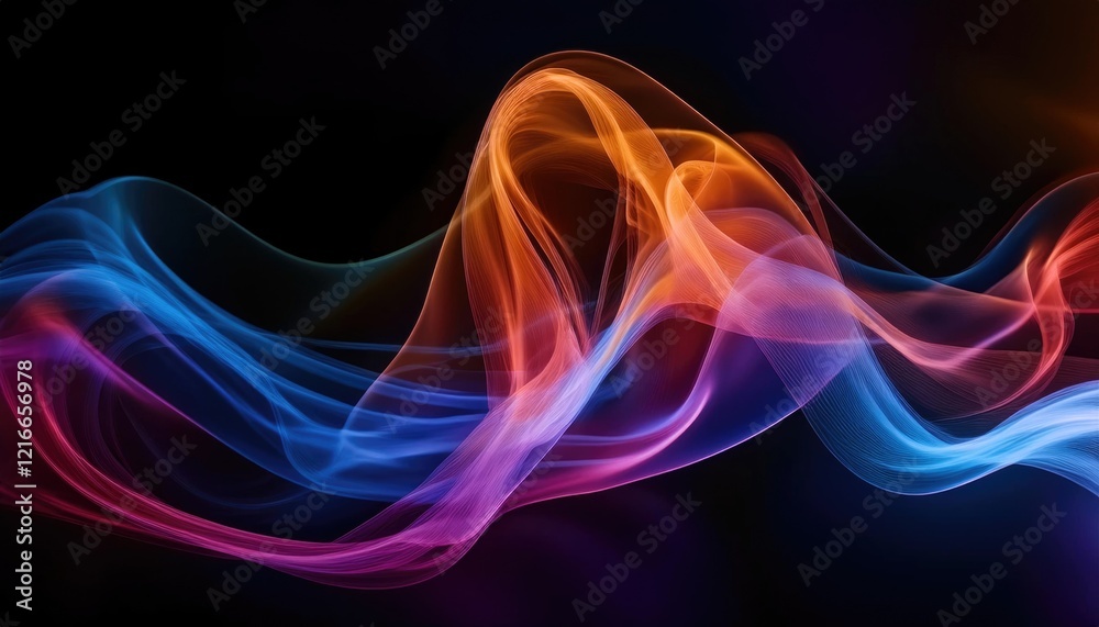 Abstract ripples of translucent smoke in soft and bold colors on a bright white surface Abstract ripples of translucent smoke in soft and bold colors on a bright white surface