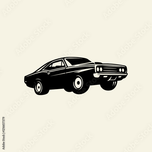 illustration vector of classic muscle car jump start