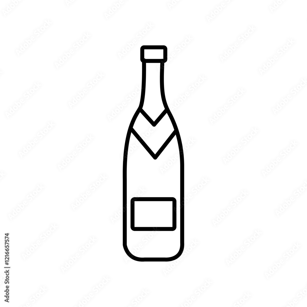 Champagne bottle icon Vector logo set flat
