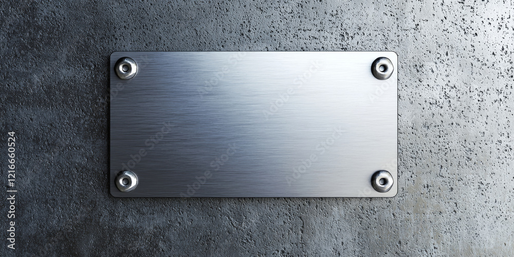 Minimalist Name Plate Design Mockup with Rivets on Textured Wall Background Minimalist Name Plate Design Mockup with Rivets on Textured Wall Background