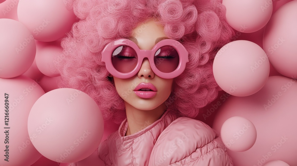 A hyperrealistic 3D rendering of a woman with a voluminous A hyperrealistic 3D rendering of a woman with a voluminous