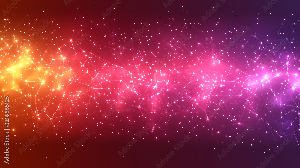 Obraz premium A bold geometric background with intersecting polygons in dynamic gradients of orange, cyan, and magenta.
