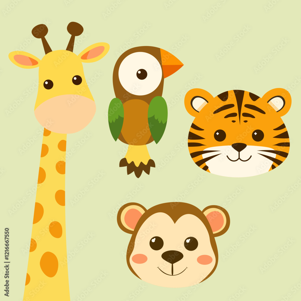 Naklejka premium cute animal design character cartoon