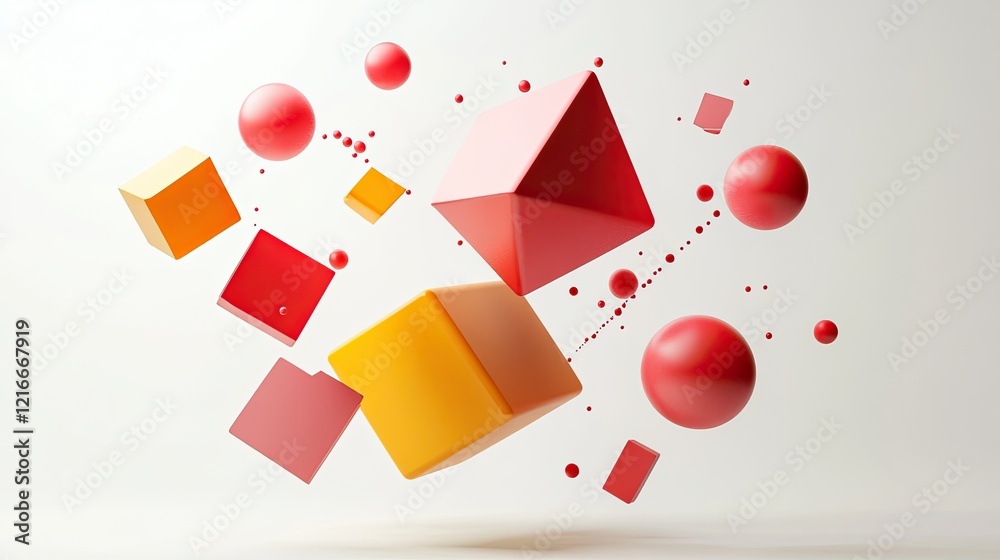 3D composition of realistic primitive shapes in motion, isolated on a white background 3D composition of realistic primitive shapes in motion, isolated on a white background