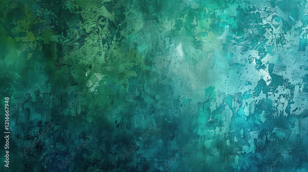 Abstract textured artwork with varying shades of green and blue, evoking a serene atmosphere. Abstract textured artwork with varying shades of green and blue, evoking a serene atmosphere.