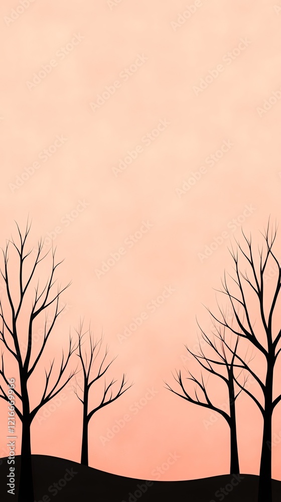 Obraz premium Air pollution Air Quality Index (AQI) Silhouetted trees against a pastel sky.