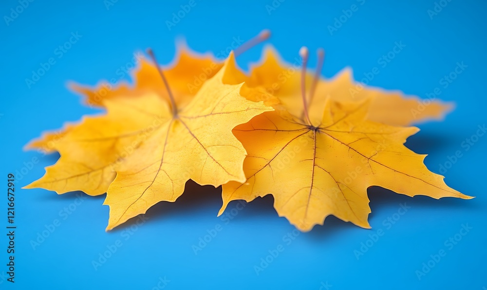 Obraz premium Golden Autumn Maple Leaves: A Vibrant Still Life