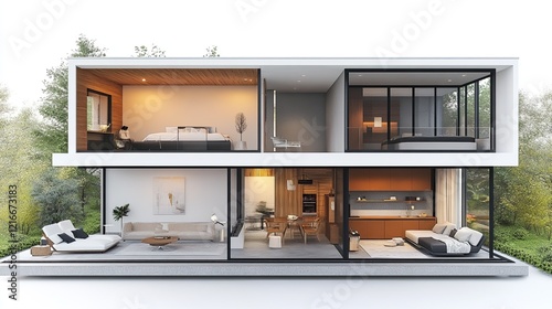 3D illustration of a modern home cross-section