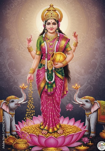The goddess of wealth and prosperity, Lakshmi, Goddess Laxmi