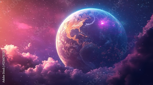 Cosmic Earthrise A Vibrant Vision of Our Planet.